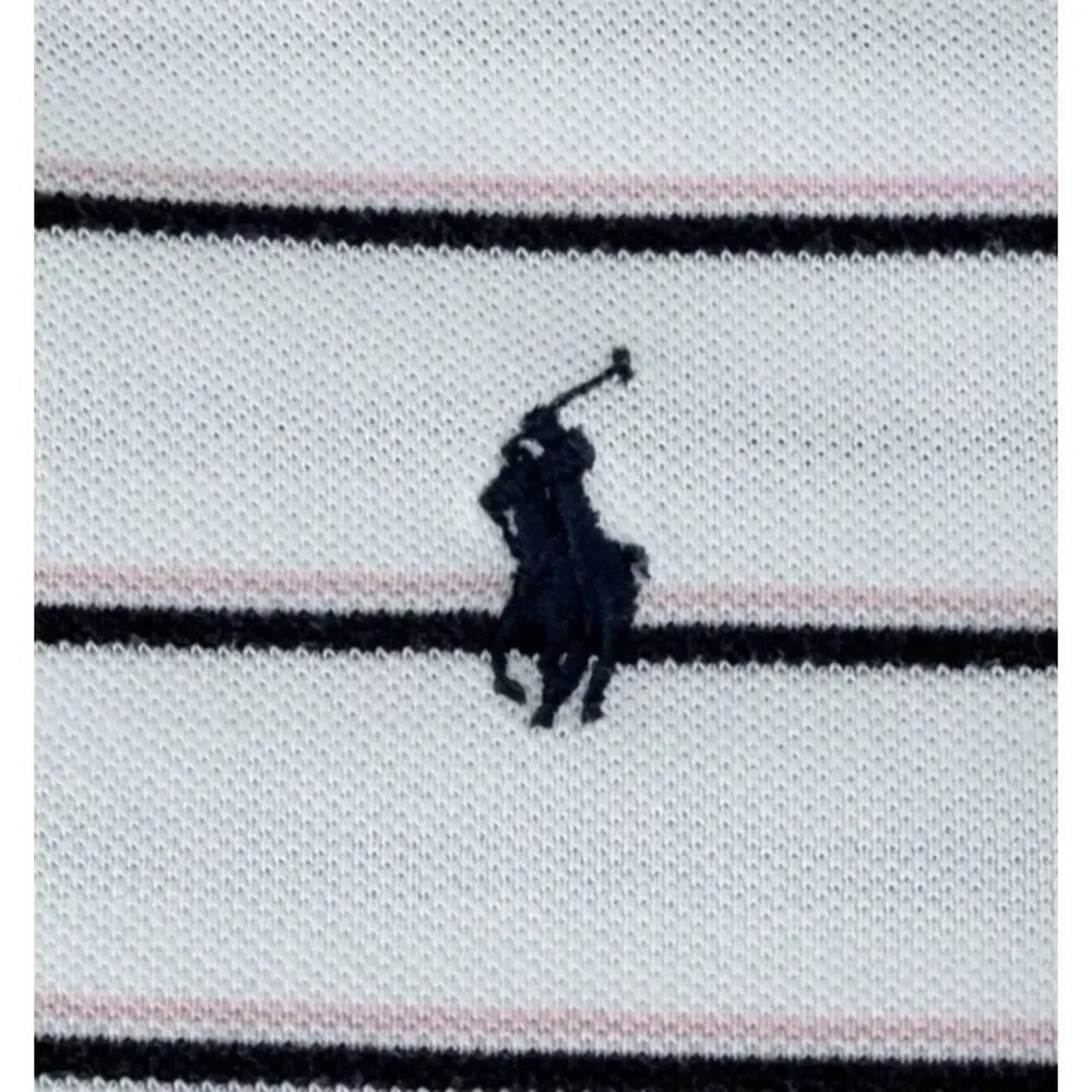 Polo Ralph Lauren Polo Shirt Men's XL Striped Cream 100% Cotton Short Sleeve